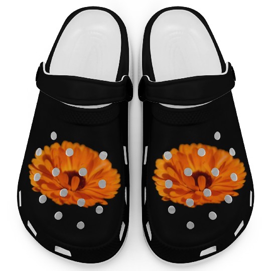 orange flower marigold Clogs