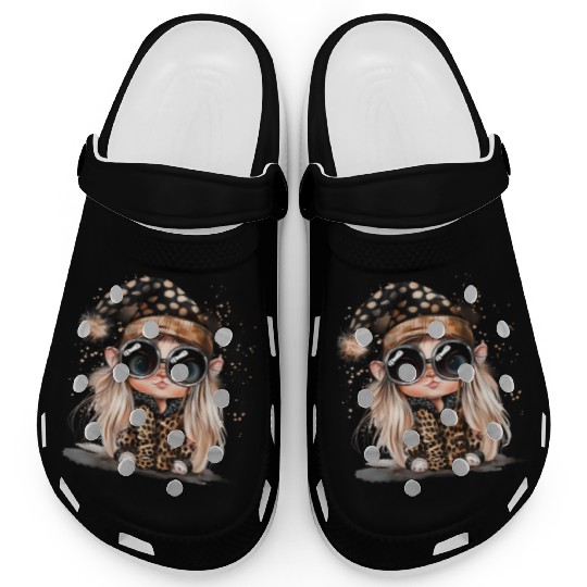 Leopard Print Gnome Clipart Images, Girly Clogs