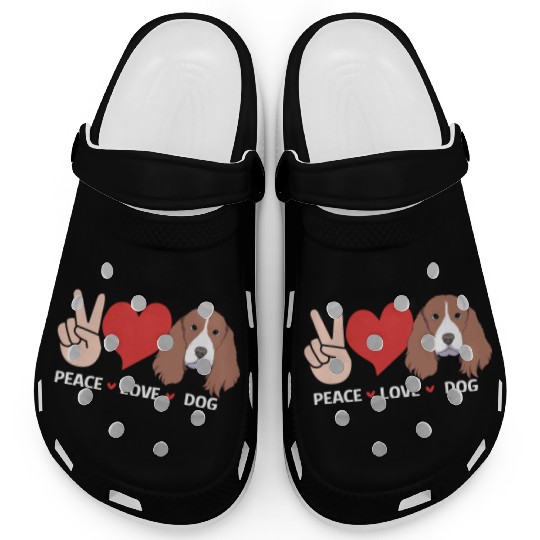 Peace Love Dog Lover Springer Spaniel Clogs