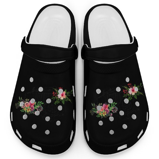 cut music teacher with a Piano Keys and Flowers Clogs