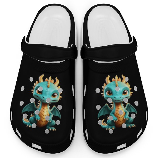 Chibi green dragon Clogs