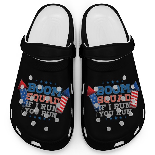 BOOM SQUAD Fireworks Director 4th of July Clogs