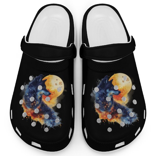 Watercolor style Cosmic Wolves clipart bundle , Clogs