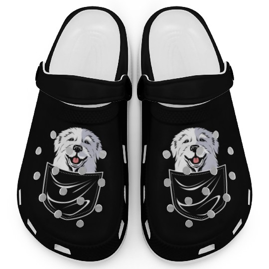 Dog In A Pocket Pet Lover Cute Great Pyrenees Clogs