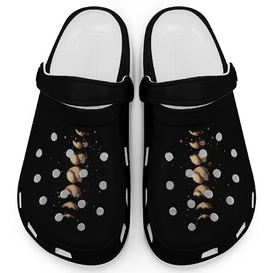 Classic Softball Baseball Moon Phases Vintage Clogs