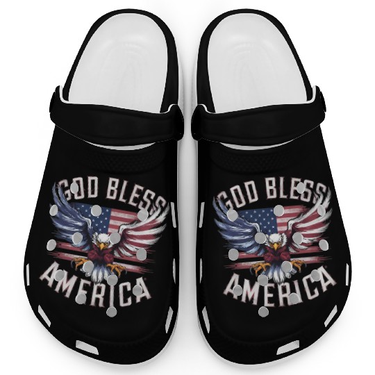 God Bless America Eagle Happy 4th Of July US Flag Clogs