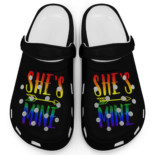 I'm Hers She's Mine LGBT Pride Lesbian Couple Clogs