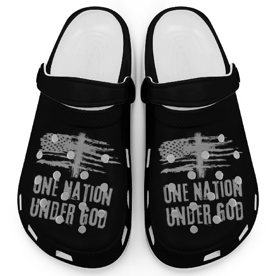 4th Of July US Flag One Nation Under God Christian Clogs
