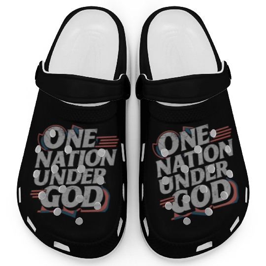 One Nation Under God Christian Pride Retro US Flag Clogs