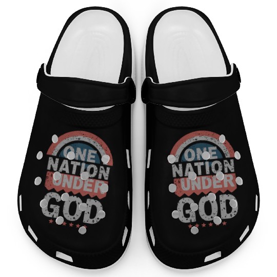 One Nation Under God Christian Pride Retro US Flag Clogs