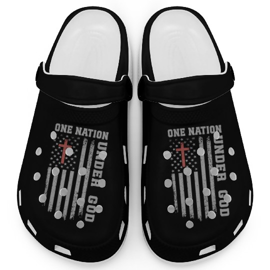 One Nation Under God US Flag Christian 4th of July Clogs