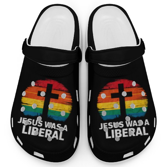 Jesus Was A Liberal Retro Sunset Progressive Clogs