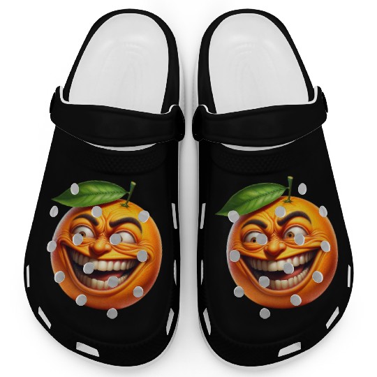 Crazy Orange a Comically Exaggerated Face Clogs