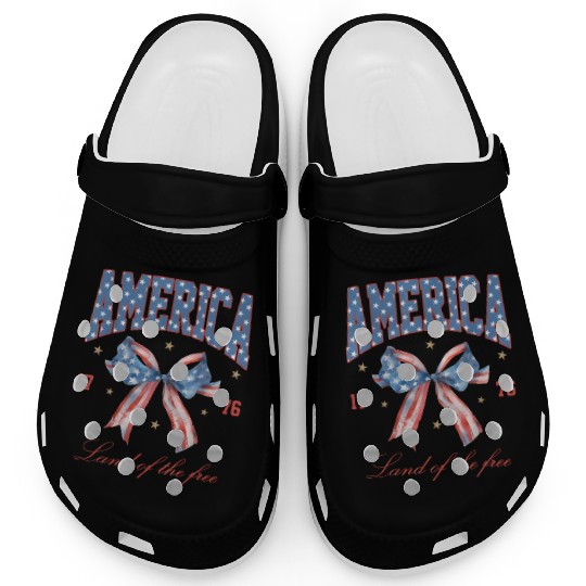 4th Of July America Coquette bow Independence Day Clogs