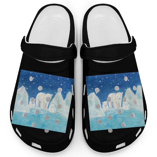 Polar Bears (Ursus maritimus) - Bear Mother & Cubs Clogs