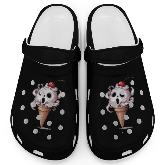 I Scream Ice Cream Skull Art Clogs