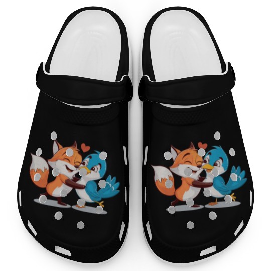 Cute Fox and Bird Love Clogs