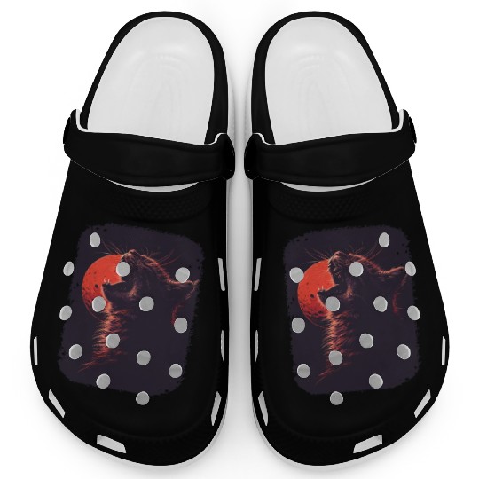 Charming Cat Duo with Moon for a Cat Lover Clogs