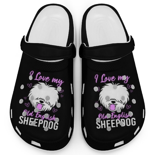 I Love My Dog Old English Sheepdog Clogs