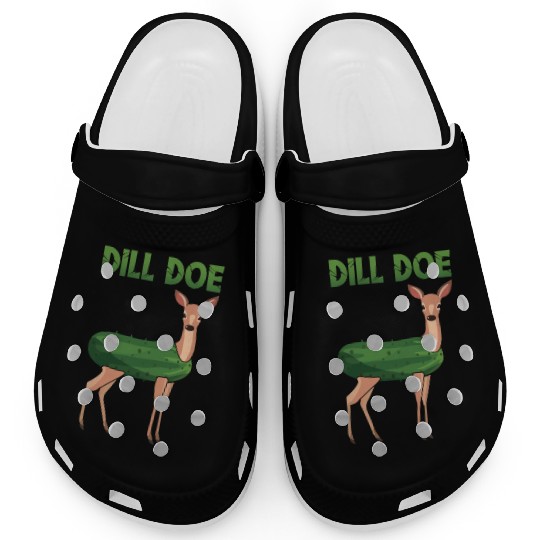 Dill Doe Funny Deer Pickle Pun Humor Clogs