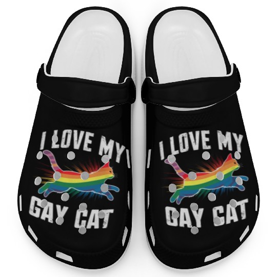 I Love My Gay Cat Funny Rainbow Pride Lgbt Clogs