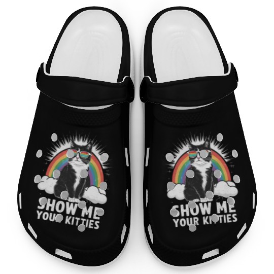 Show Me Your Kitties Funny Lesbian Gay Pride LGBT Clogs