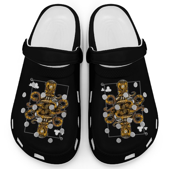 Octopus Steampunk Card Game Queen of Clubs Poker Clogs