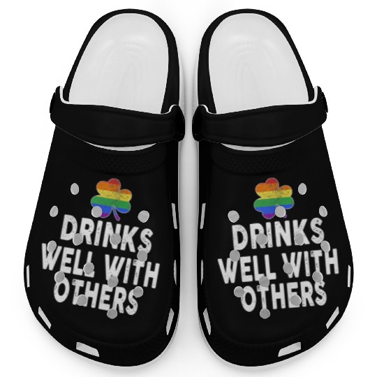 Drinks Well With Others LGBT Gay St Patricks Day Clogs