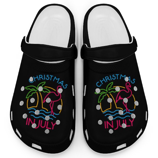 Christmas In July Pink Flamingo Clogs