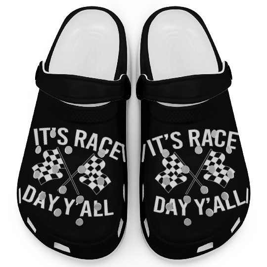 Drag Racing Racetrack Checkered Flag Race Day Clogs