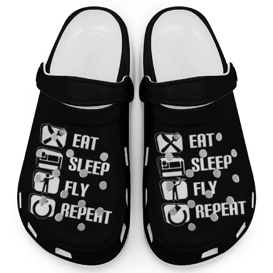 Quadcopter Eat Sleep Fly Repeat Funny Drone Pilot Clogs