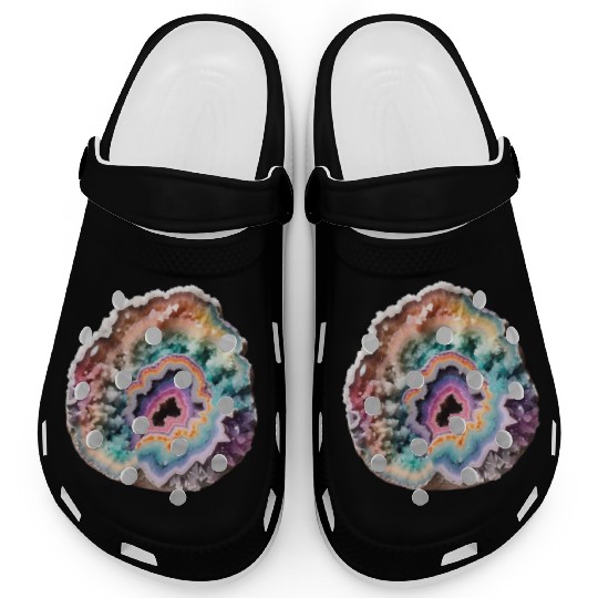 Fantasy Pastel Rainbow Geo Stone Crystal Clogs