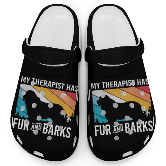 My Therapist Has Fur And Barks Retro Therapy Dog Clogs