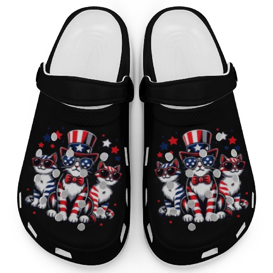 Patriotic Cat Fourth Of July Kitten Cat Lover Clogs