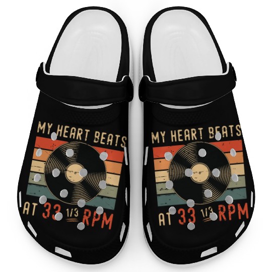 Vinyl Records My Heart Beats At Retro Vinyl Player Clogs