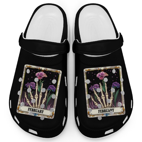February Gothic Tarot Card - Violet Flower & Skele Clogs