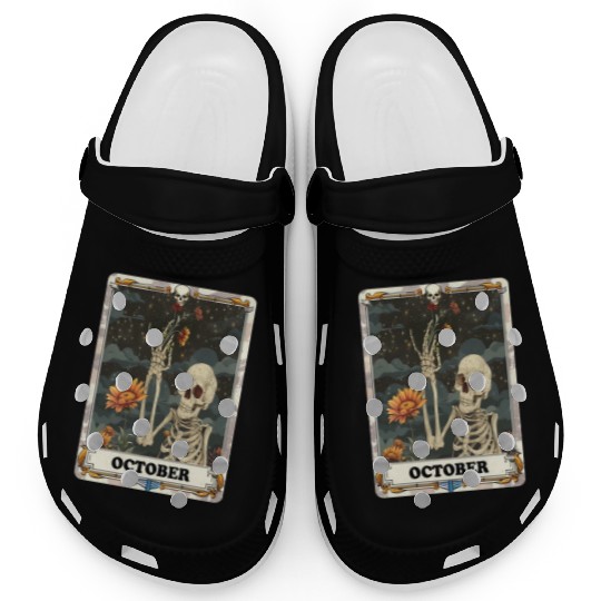 October Gothic Tarot Card - Marigold Flower & Skel Clogs