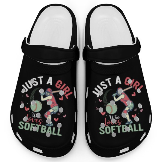 Just A Girl Who Loves Softball Team Baseball Clogs