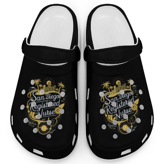 San Diego Registered Nurse Graphic Art Clogs