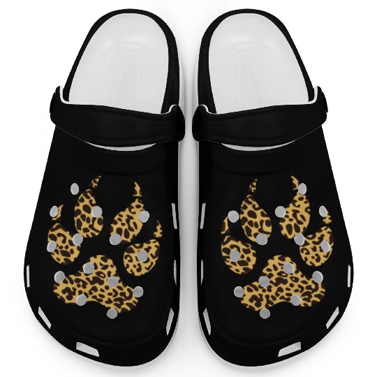 Leopard Paw Funny Jaguar Animal Lover Pawprint Pun Clogs