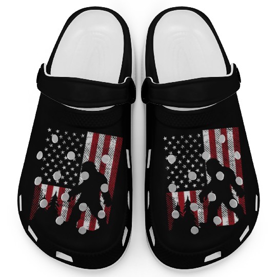 4th July Bigfoot Sasquatch US Flag Patriotic Clogs