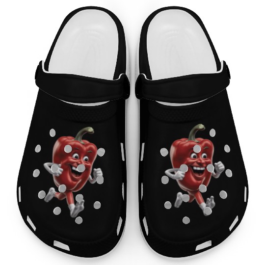 Red Bell Pepper Running Realistic Clogs