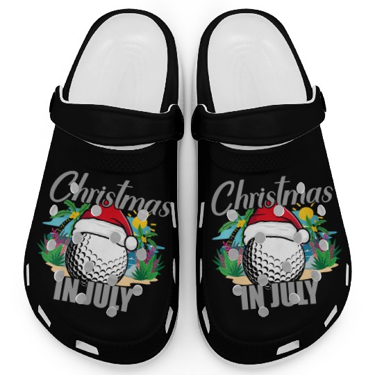 Christmas in July Golf Santa Hat Funny Summer Clogs