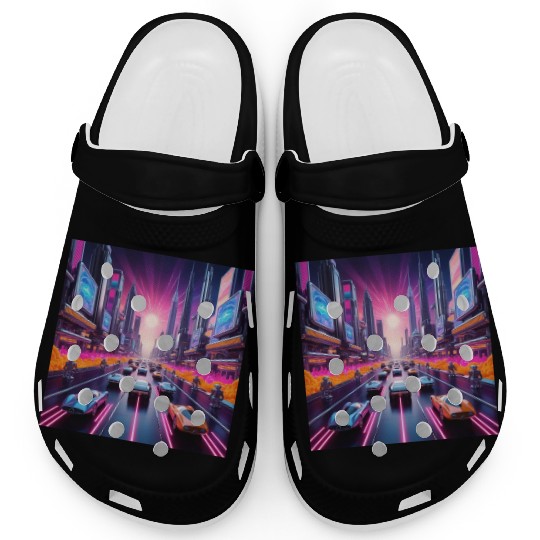 Neon Nostalgia 2084 Clogs