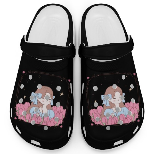 girl and tulips Clogs