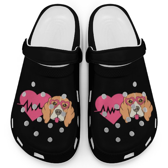 Beagle Dog Mom Heartbeat Clogs