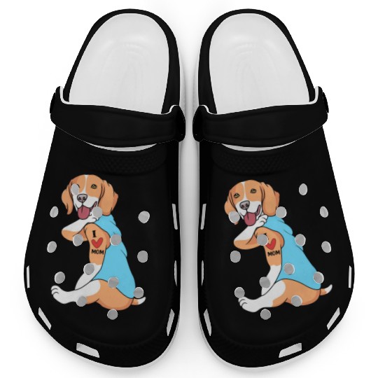 Beagle Mom Tattoo Dog I Love Mom Beagle Clogs