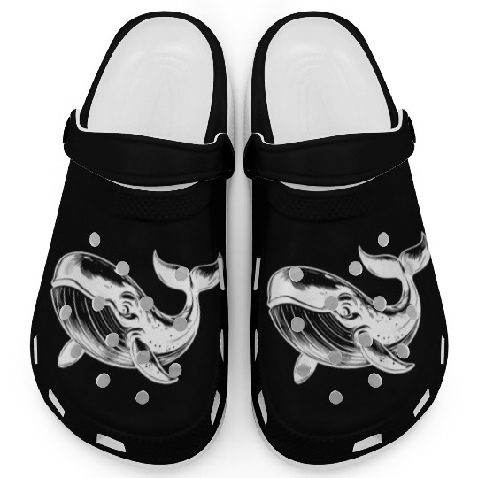 Huge Smiling Blue Whale With Tail Fin Clogs