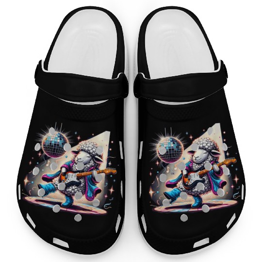 Disco Ball Guitar Sheep Clogs