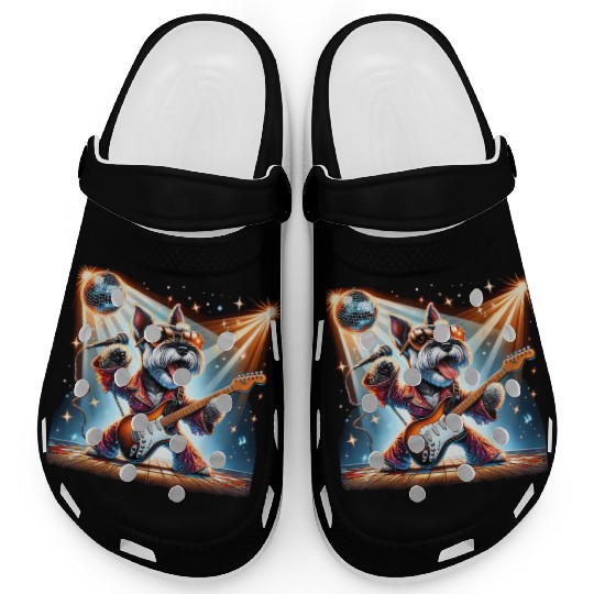 Disco Guitar Schnauzer dog Clogs